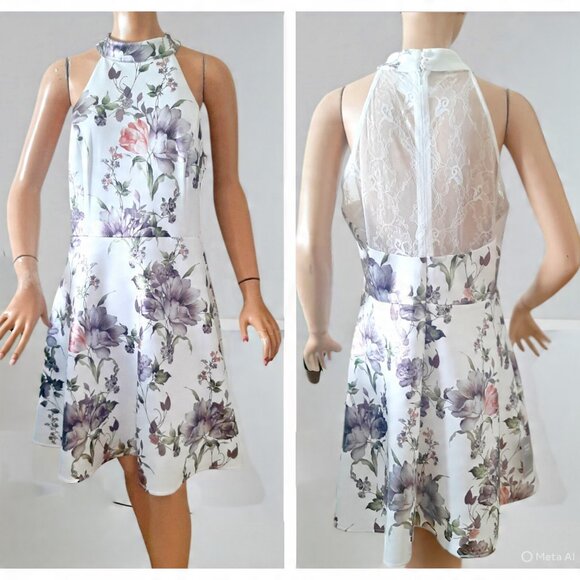 New LE CHATEAU Halter Neck Fit & Flare Women's Size Large - Picture 1 of 5